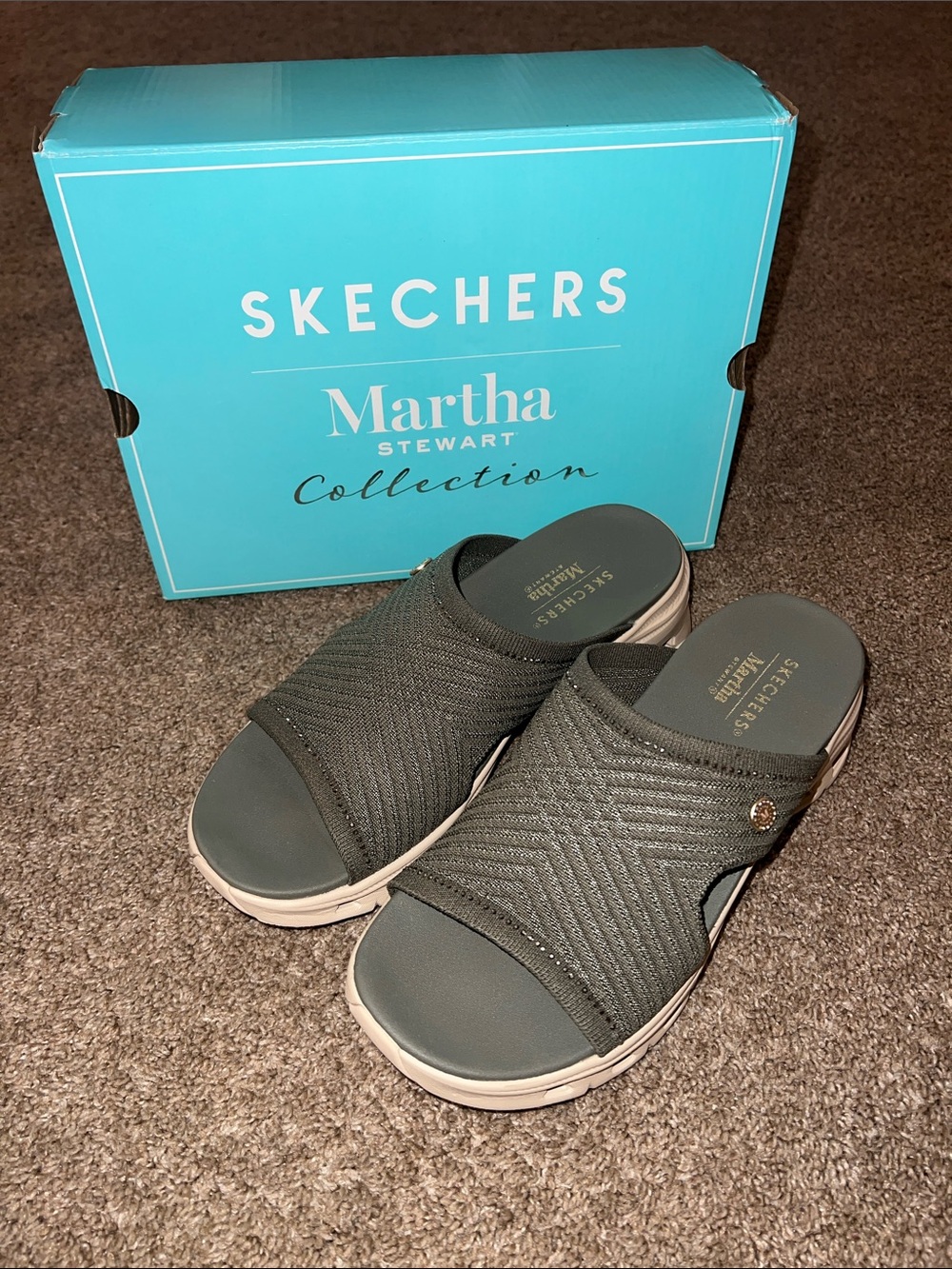 Skechers Martha Stewart Collection Olive Green Slip-On Knit Sandal